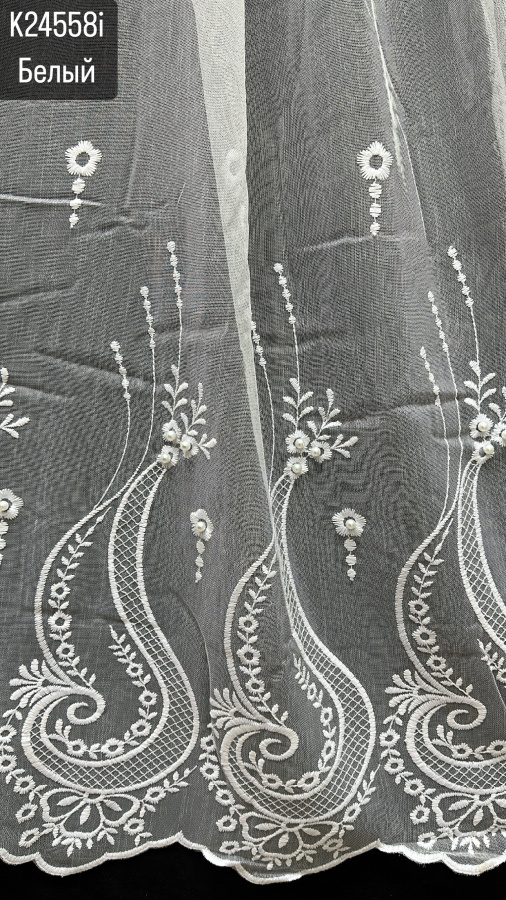 Тюль-сетка Лён с вышивкой-K24558i-TT