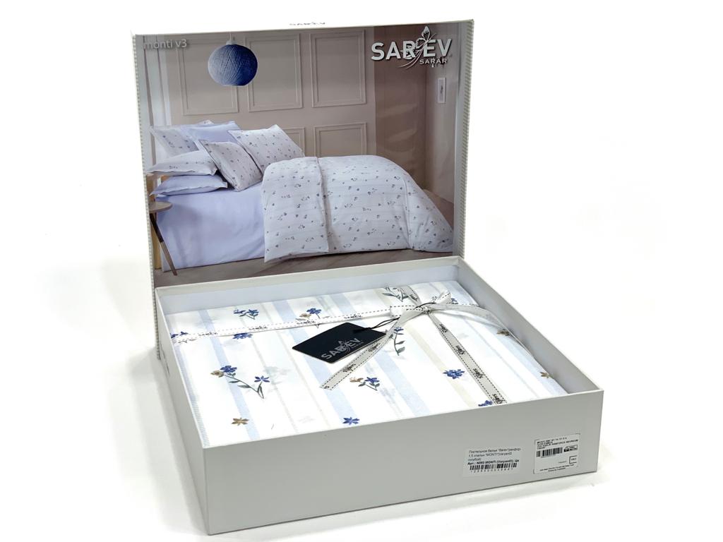 Постельное белье "Sarev"ранфорс 1,5 спальн."MONTI" v3/голубой