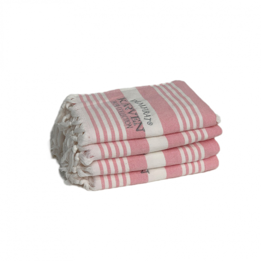 Набор полотенец кухонный Карвен  50*70 4шт.с бахрамой пештемаль махра HM 780 v1 розовый