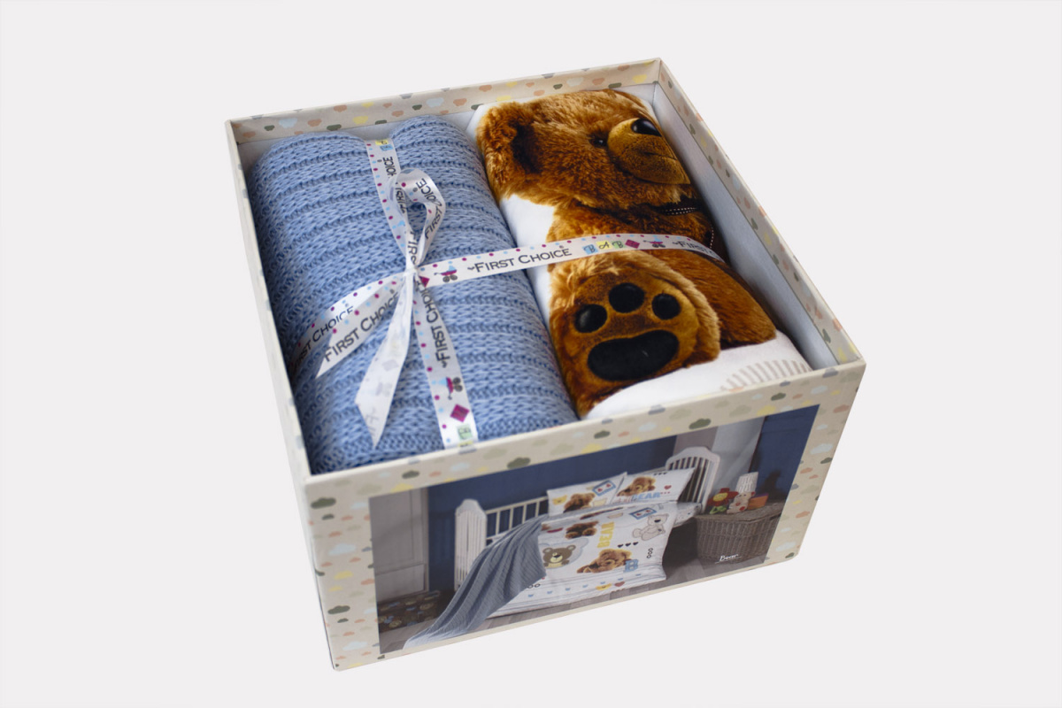 Комплект Карвен (детское постельное белье с пледом)  3D Digital сатин D 040 Bear