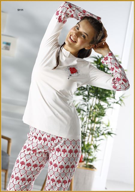 Комплект пижамный (футболка+брюки+тапки) жен. В 5111 (Акция)